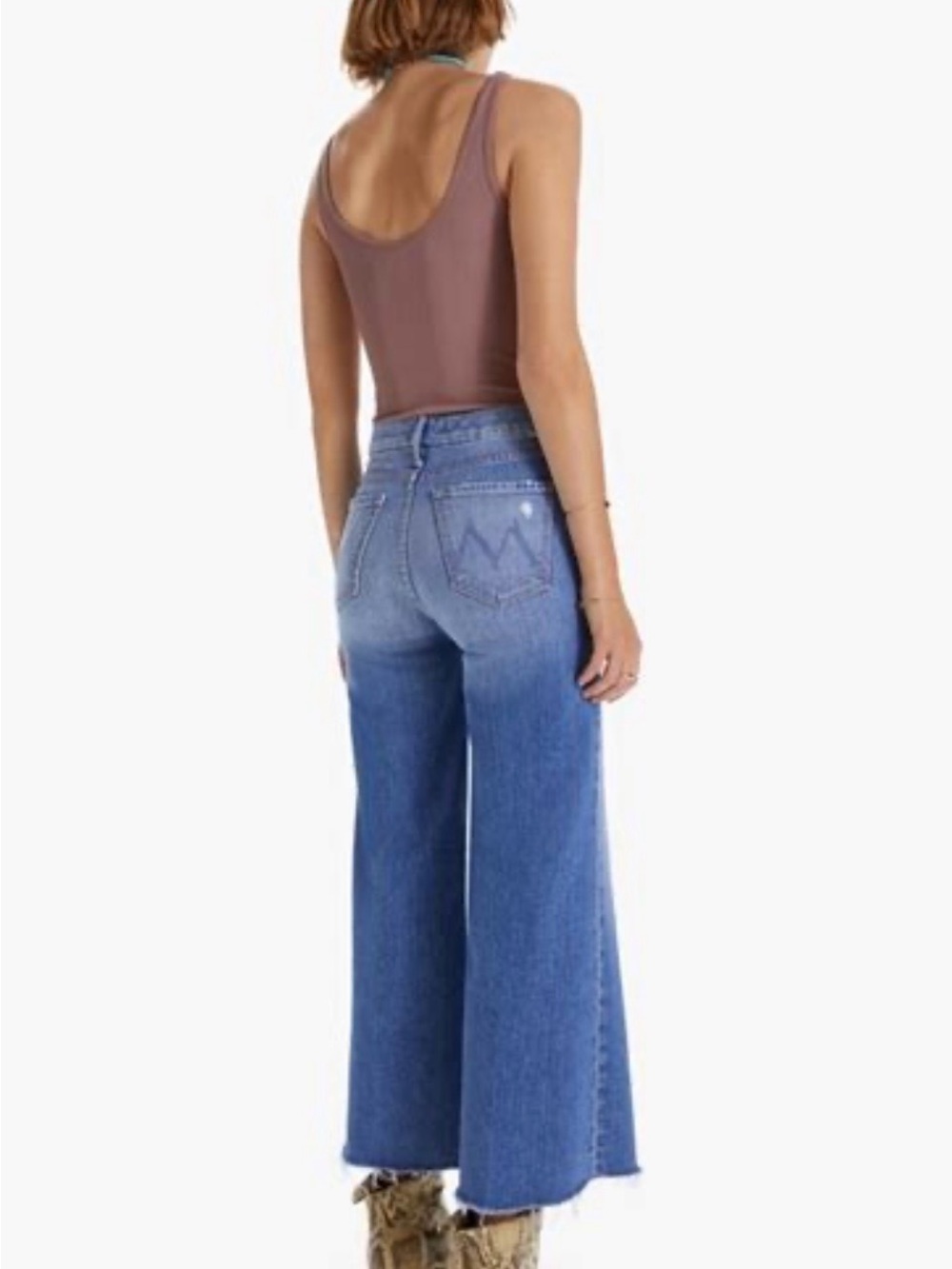 MOTHER Wide-Leg Jeans in Classic Blue Wash